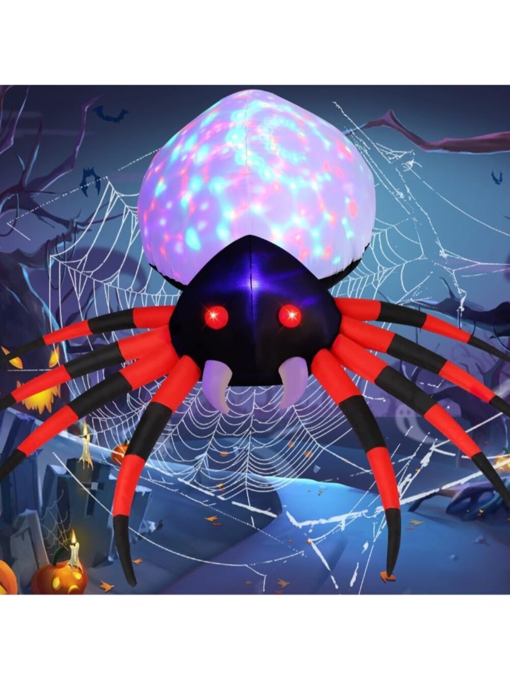 🎃5 FT Halloween Spider Outdoor Decoration with Magic Light Blow Up Yard Holiday